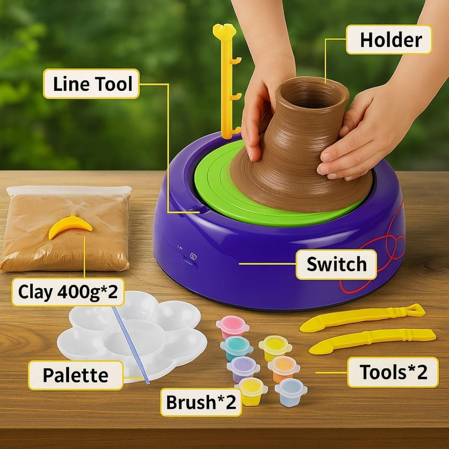 Kids Battery Operated Pottery Wheel & Painting Kit