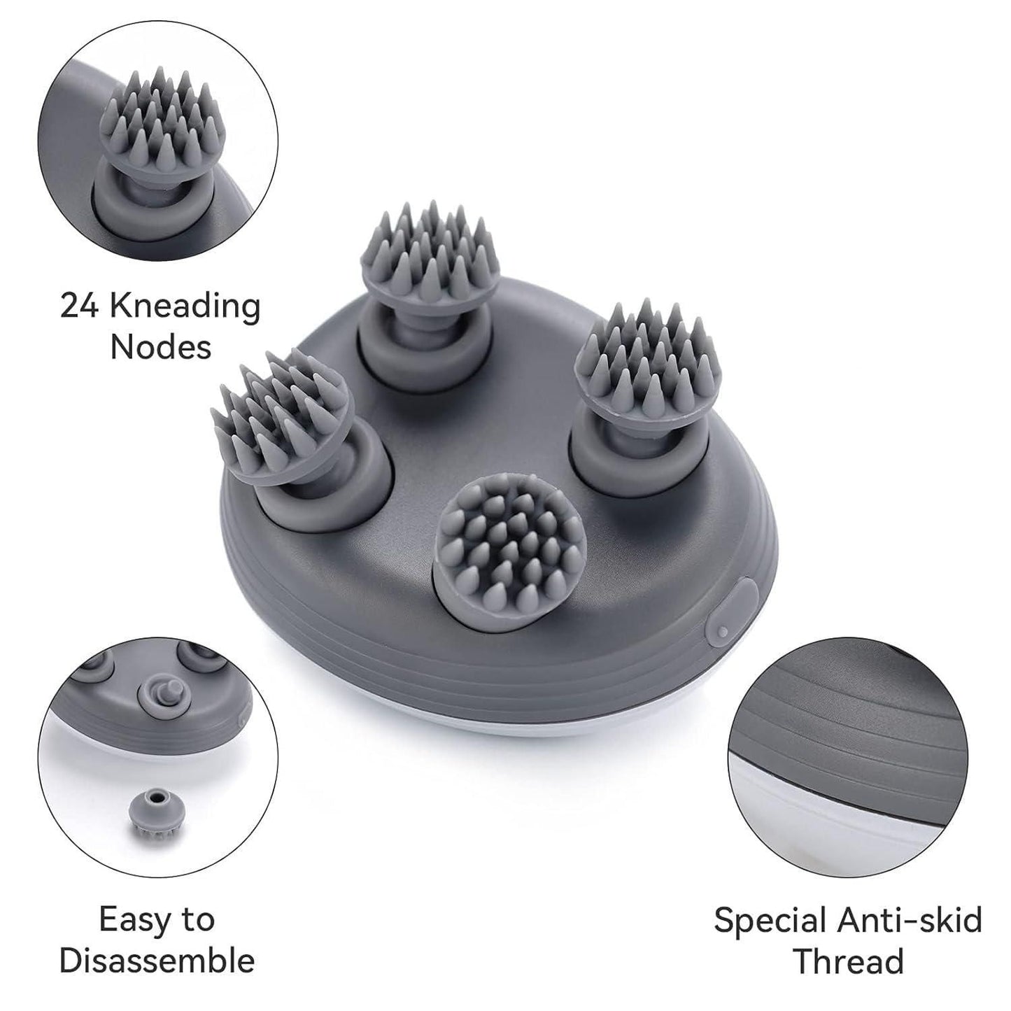 Electric Scalp Massager – 360° Kneading & Vibration Relaxation