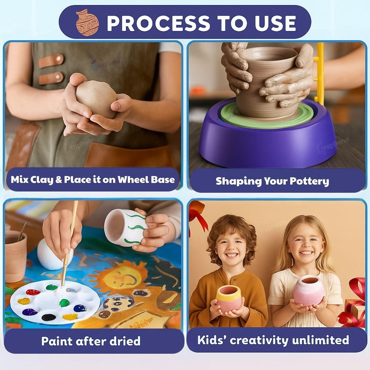 Kids Battery Operated Pottery Wheel & Painting Kit