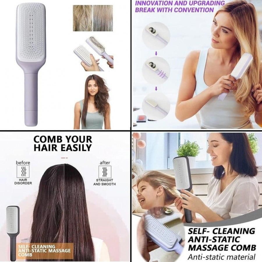 Self-Cleaning Anti-Static Massage Comb for Adults & Kids