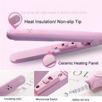 2-in-1 Mini Hair Straightener and Curler